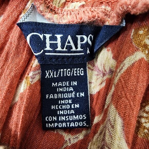 Chaps Top Blouse Womens XXL Peasant Cottage Core Boho Floral Squareneck Sheer - Picture 8 of 12
